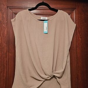 Kaileigh Beige Twist Front Blouse